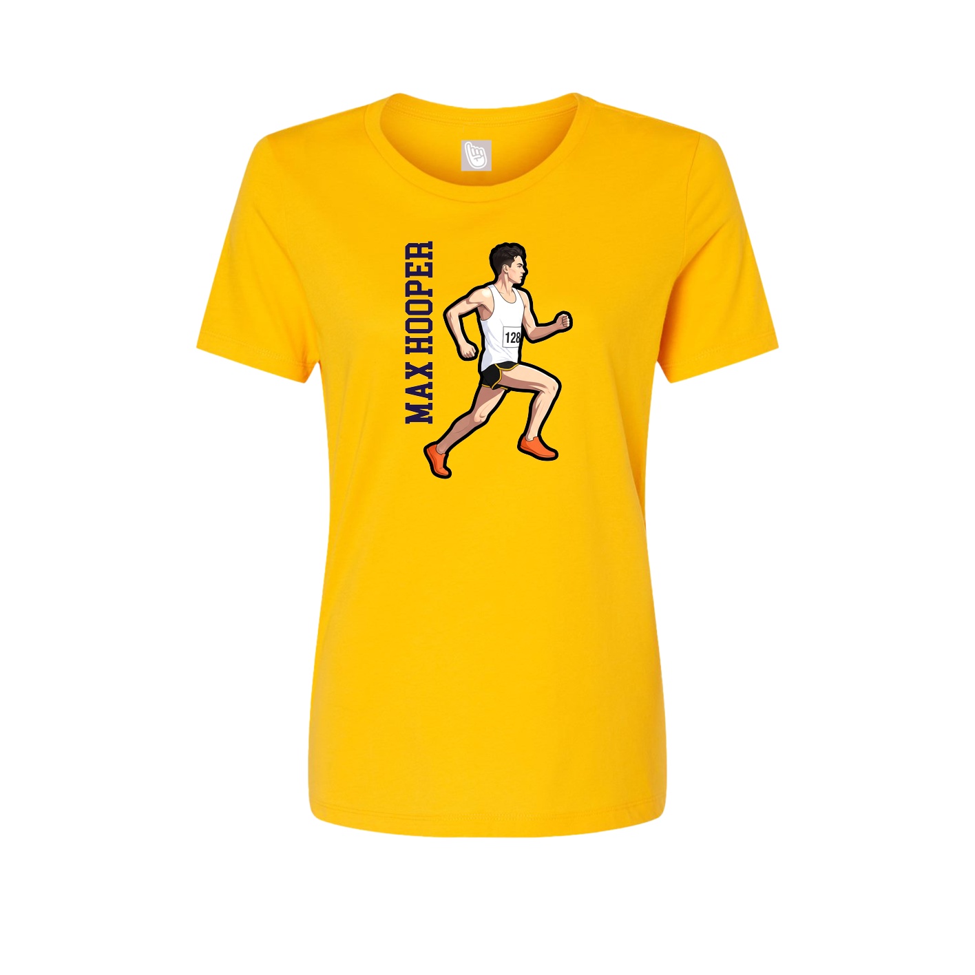 Fitted Women's Tee — Name Vertical in Gold