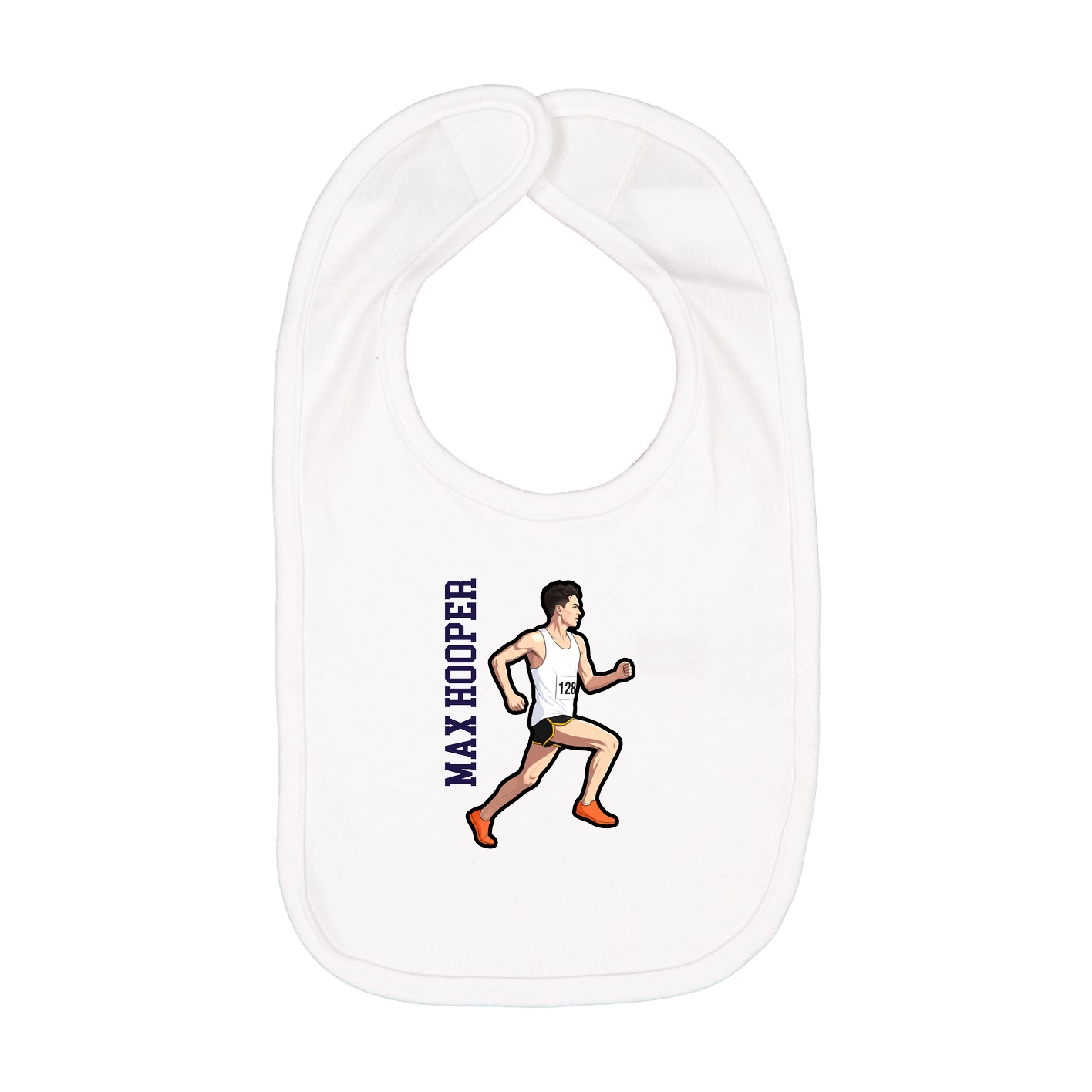 Infant Bib — Name Vertical in White