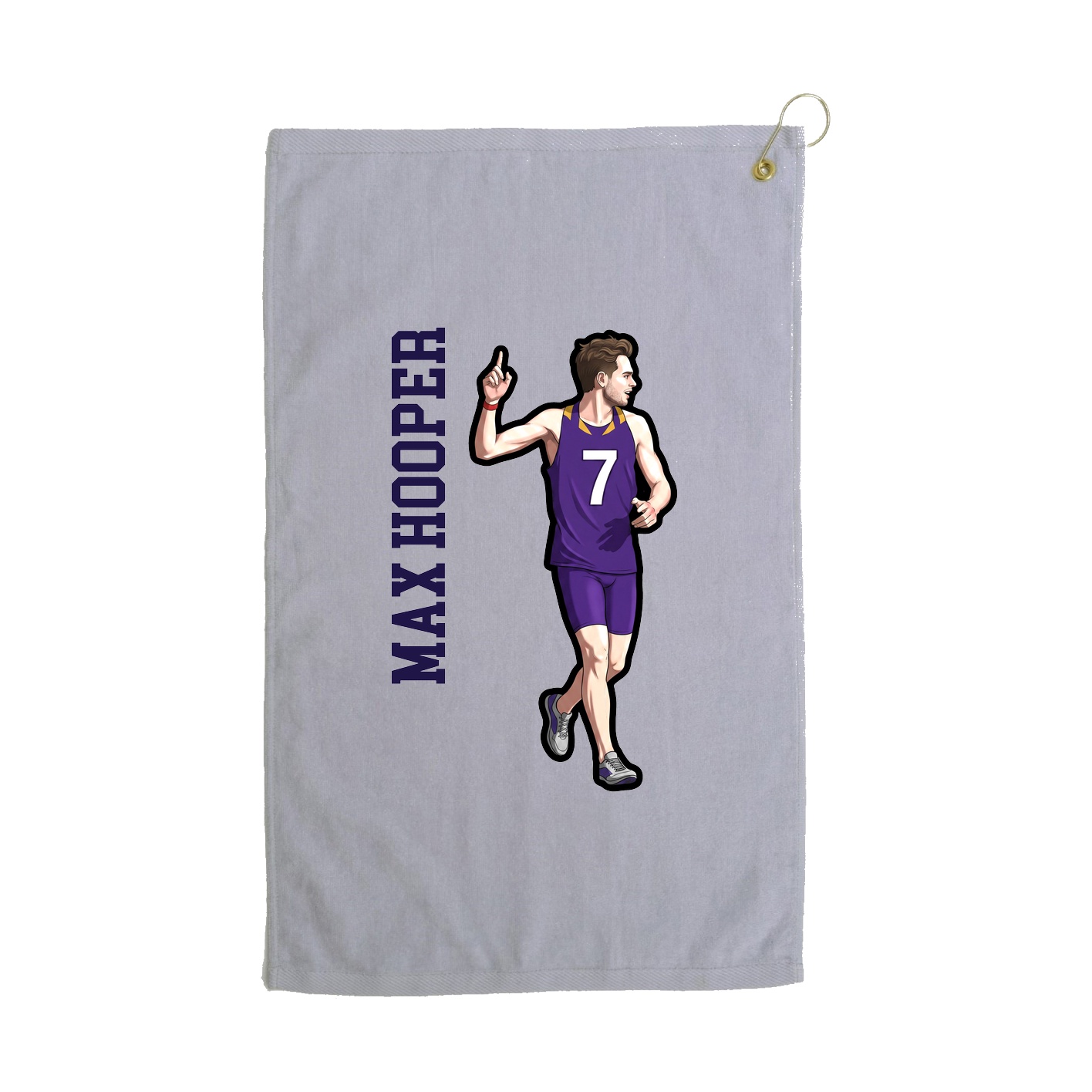 Golf Towel — Name Vertical in Grey