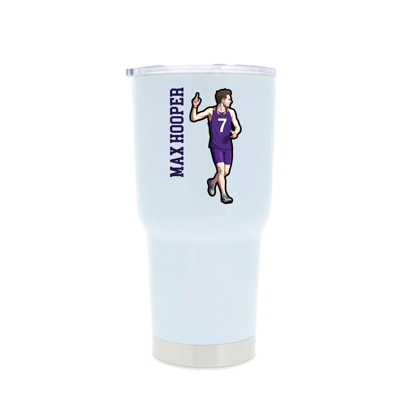 30oz Stainless Steel Tumbler — Name Vertical in White
