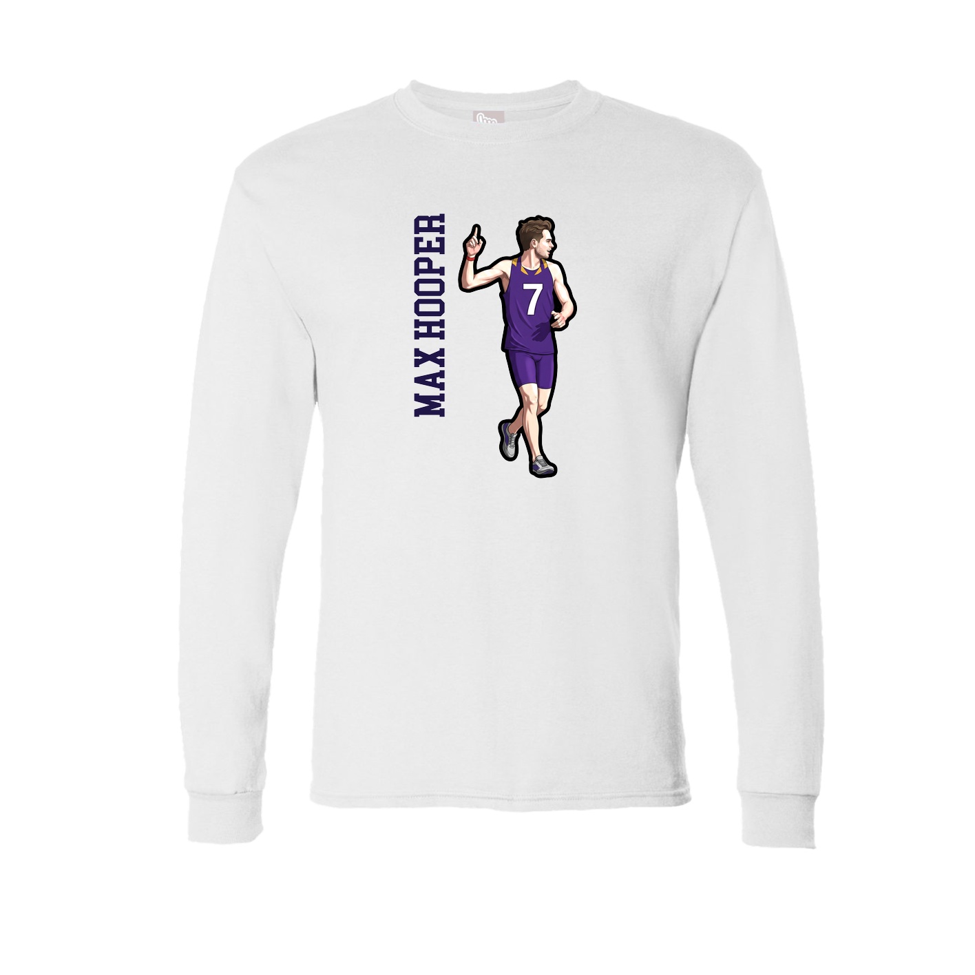 Long Sleeve Tee — Name Vertical in White