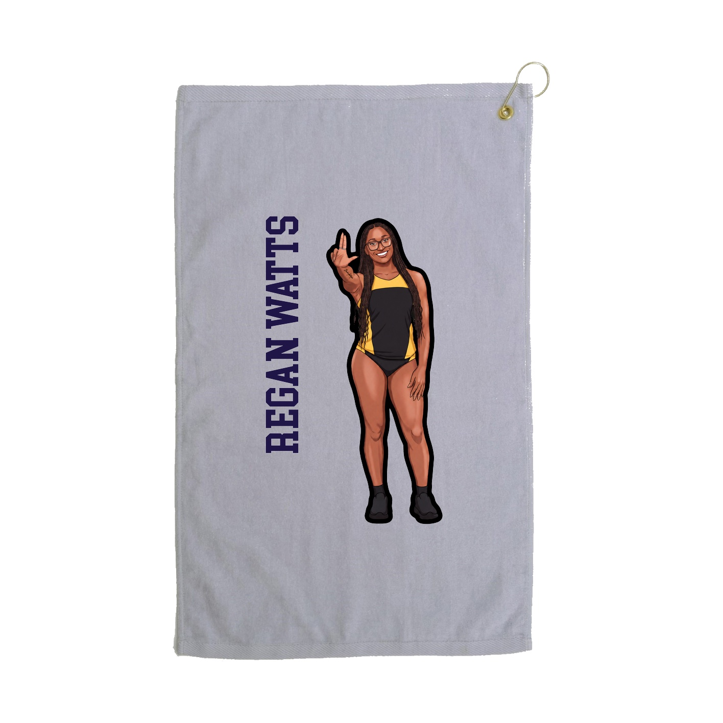 Golf Towel — Name Vertical in Grey