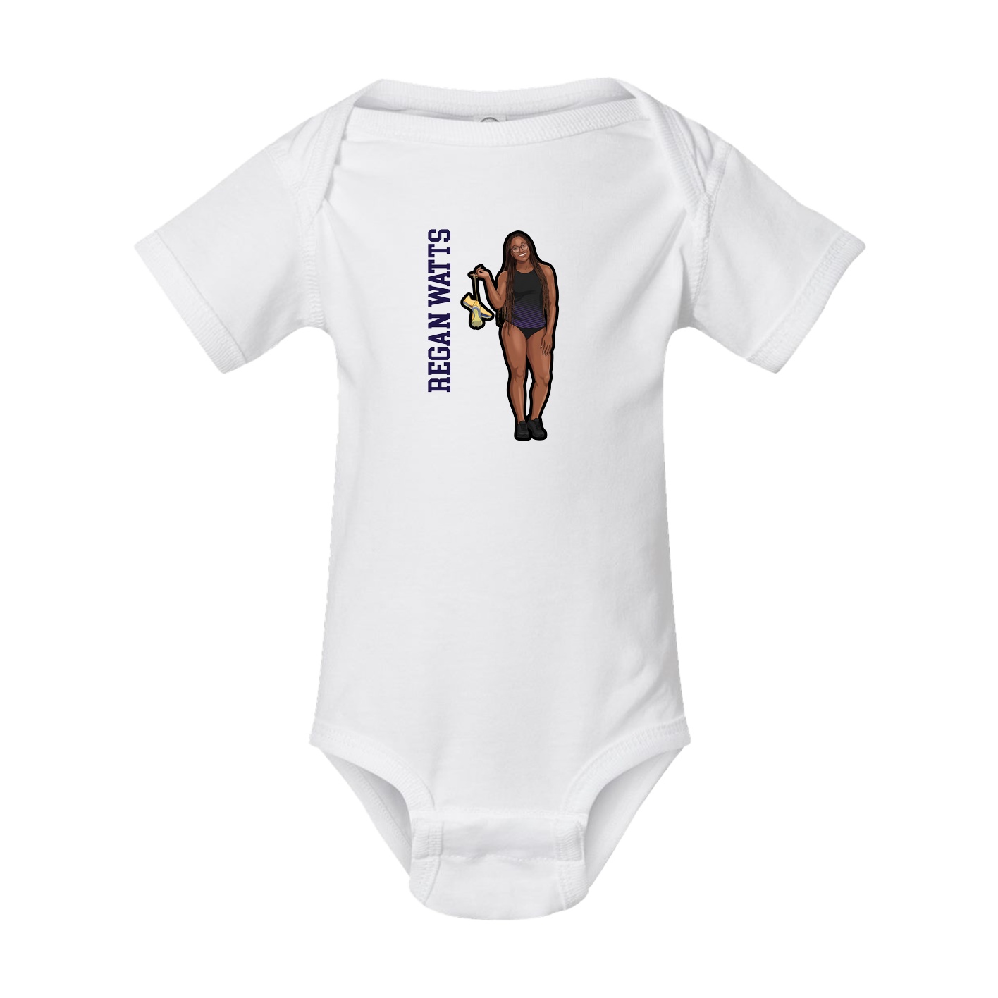 Baby Onesie — Name Vertical in White
