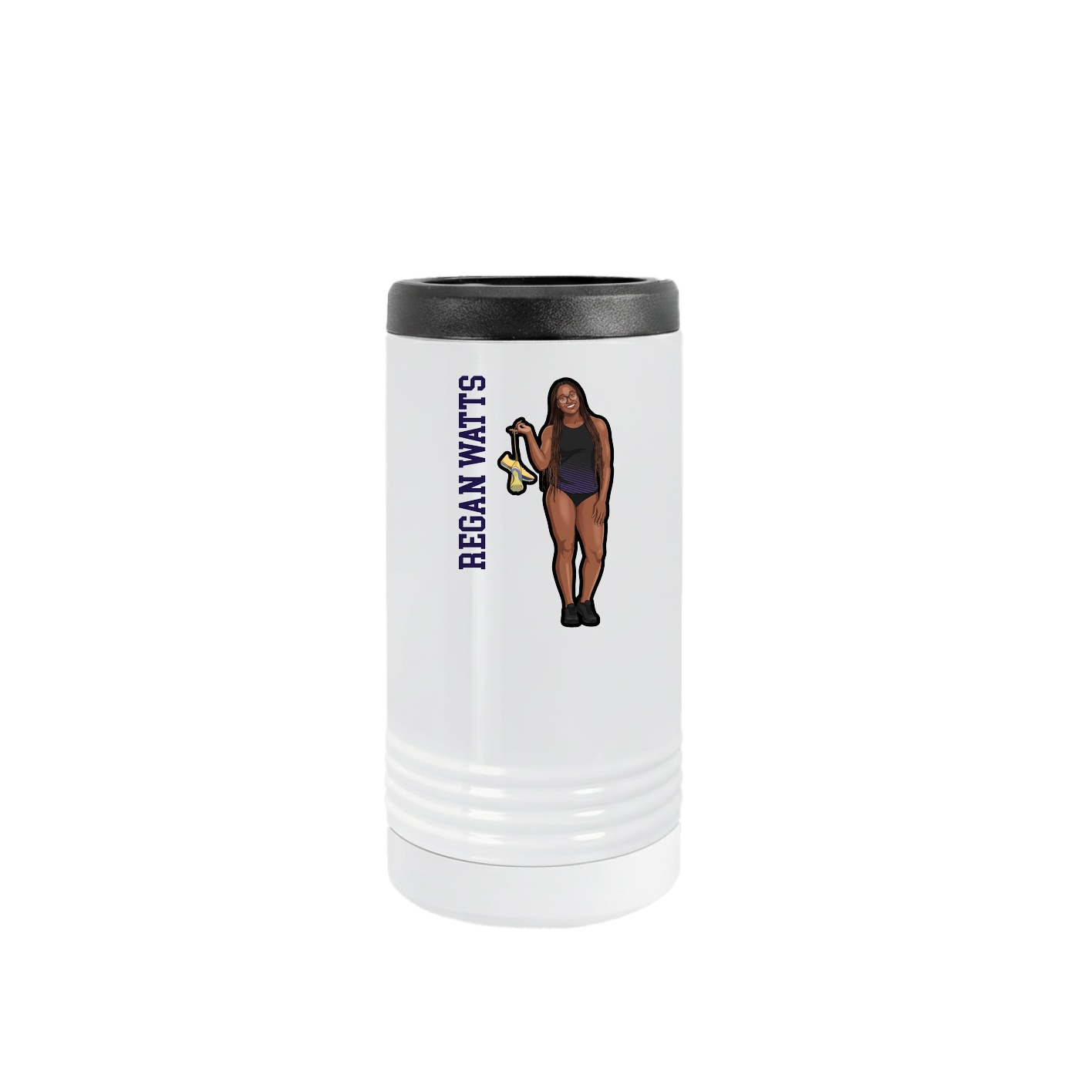 Slim Beverage Holder — Name Vertical in White