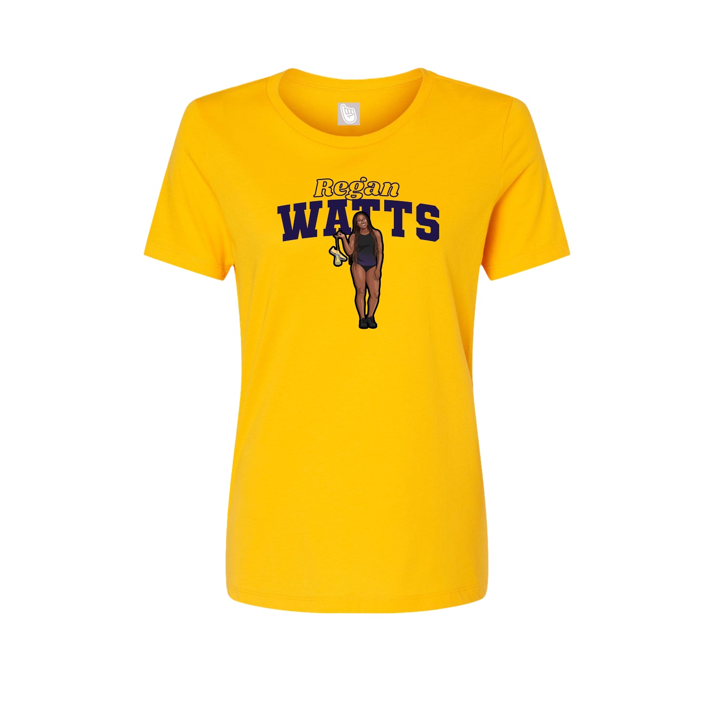 Fitted Women's Tee — Name Arch in Gold