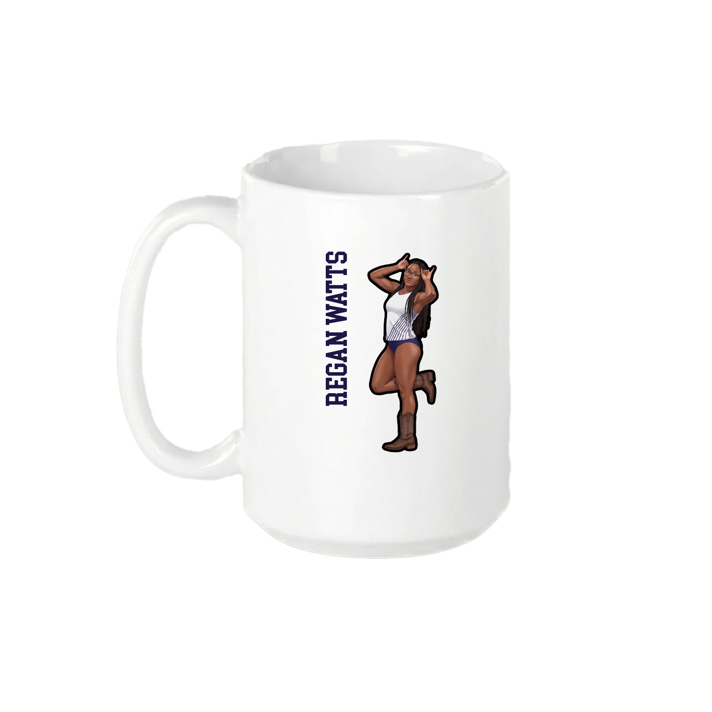 15oz Coffee Mug — Name Vertical in White