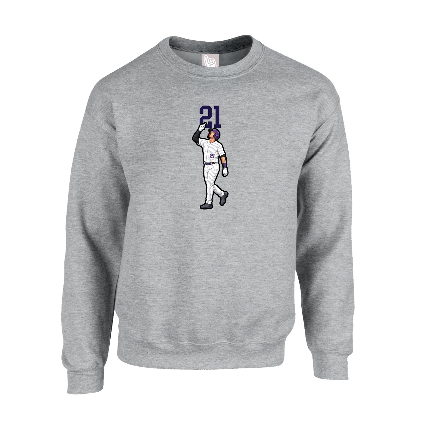 Fleece Crew — Number Top in Grey