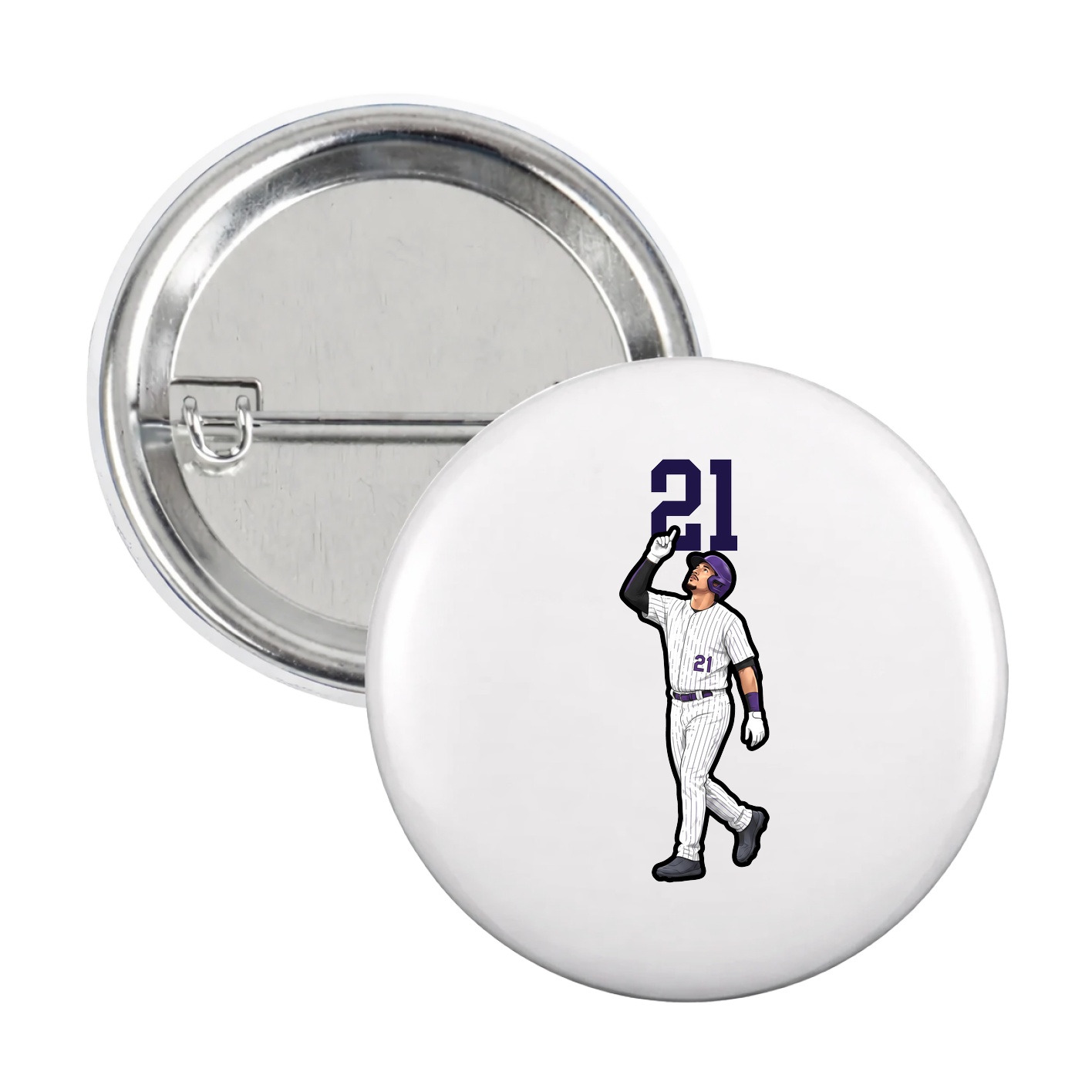Game Day Button — Number Top in White