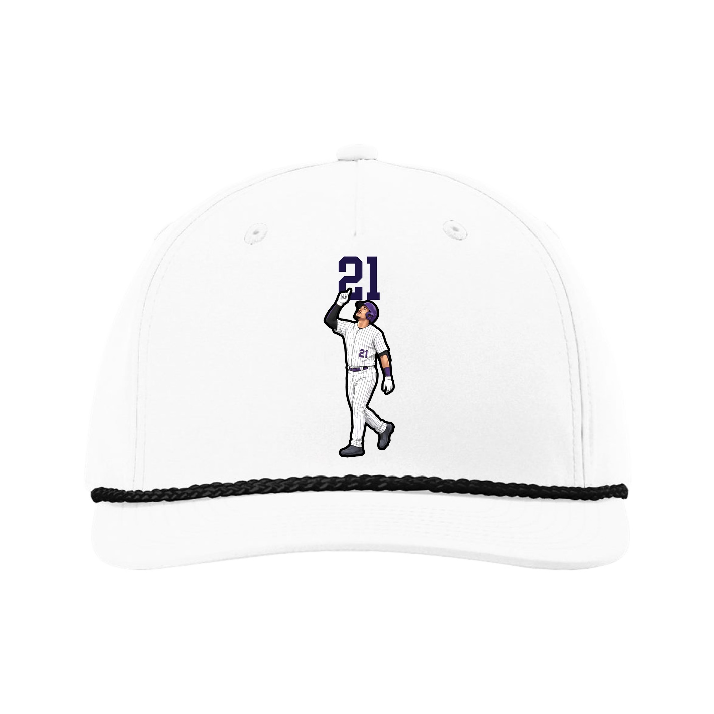 Five-Panel Classic Rope Cap — Number Top in White