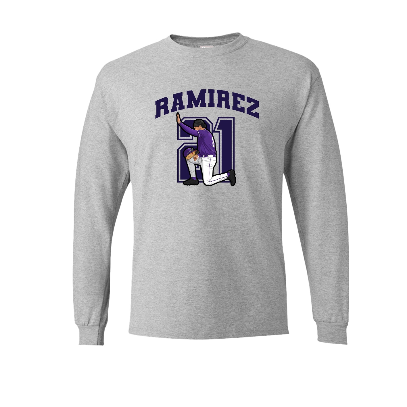 Long Sleeve Tee — Number in Grey