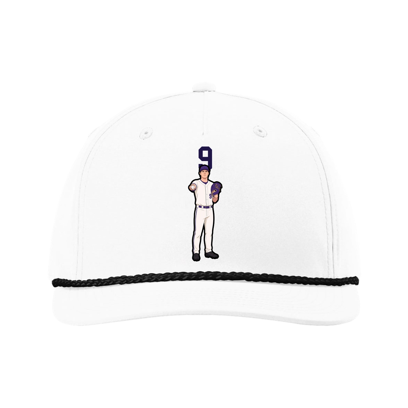 Five-Panel Classic Rope Cap — Number Top in White