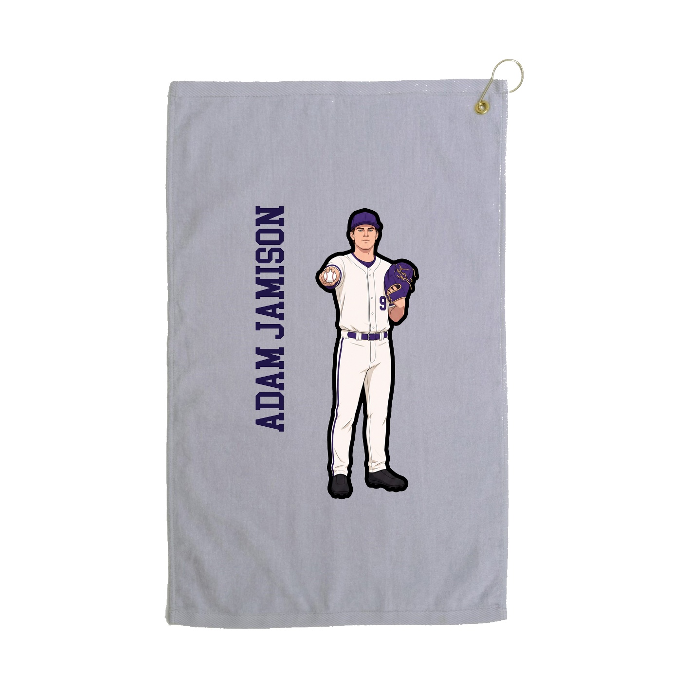 Golf Towel — Name Vertical in Grey