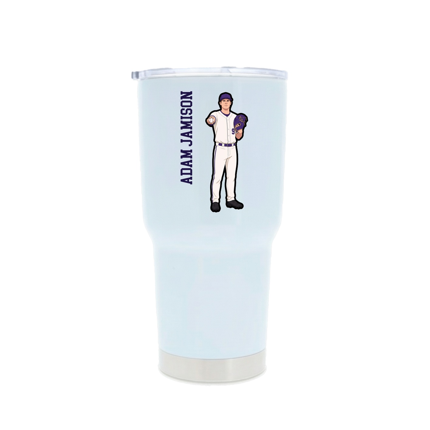30oz Stainless Steel Tumbler — Name Vertical in White
