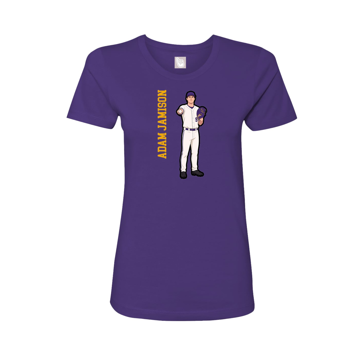 Fitted Women's Tee — Name Vertical in Purple
