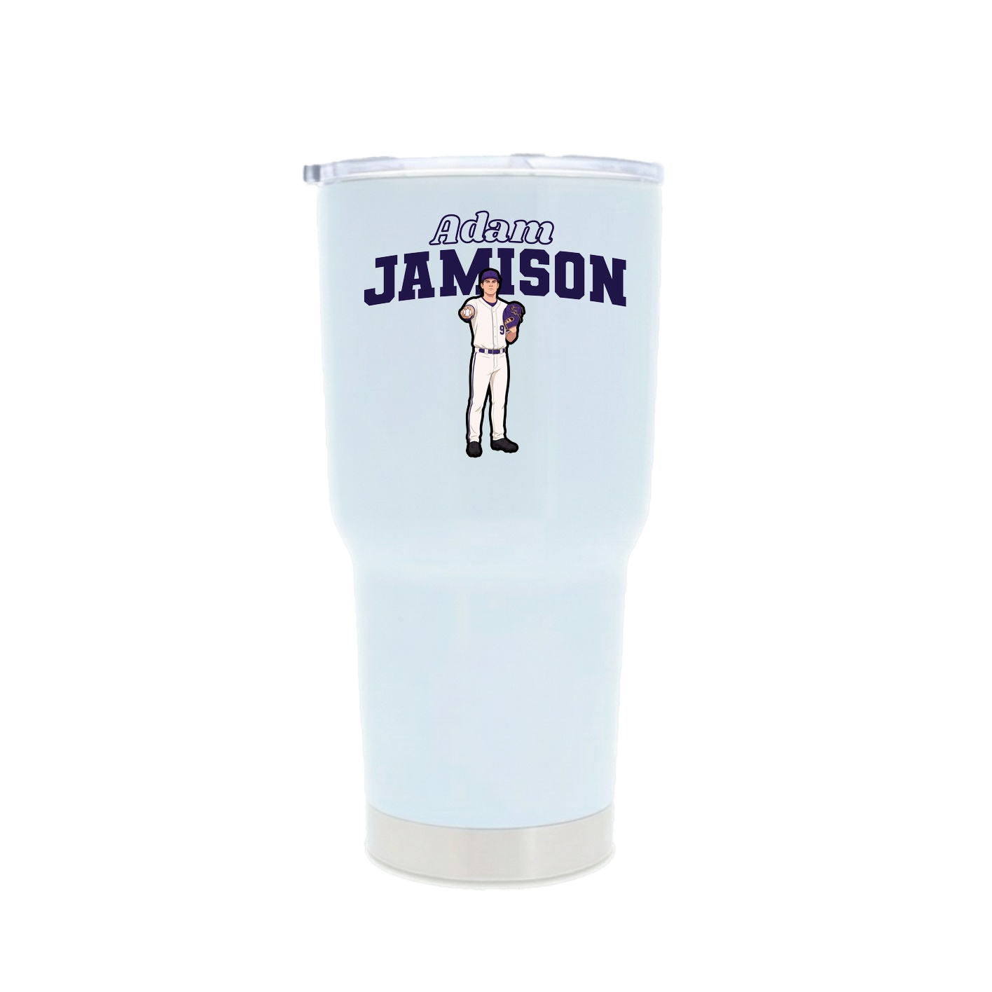30oz Stainless Steel Tumbler — Name Arch in White