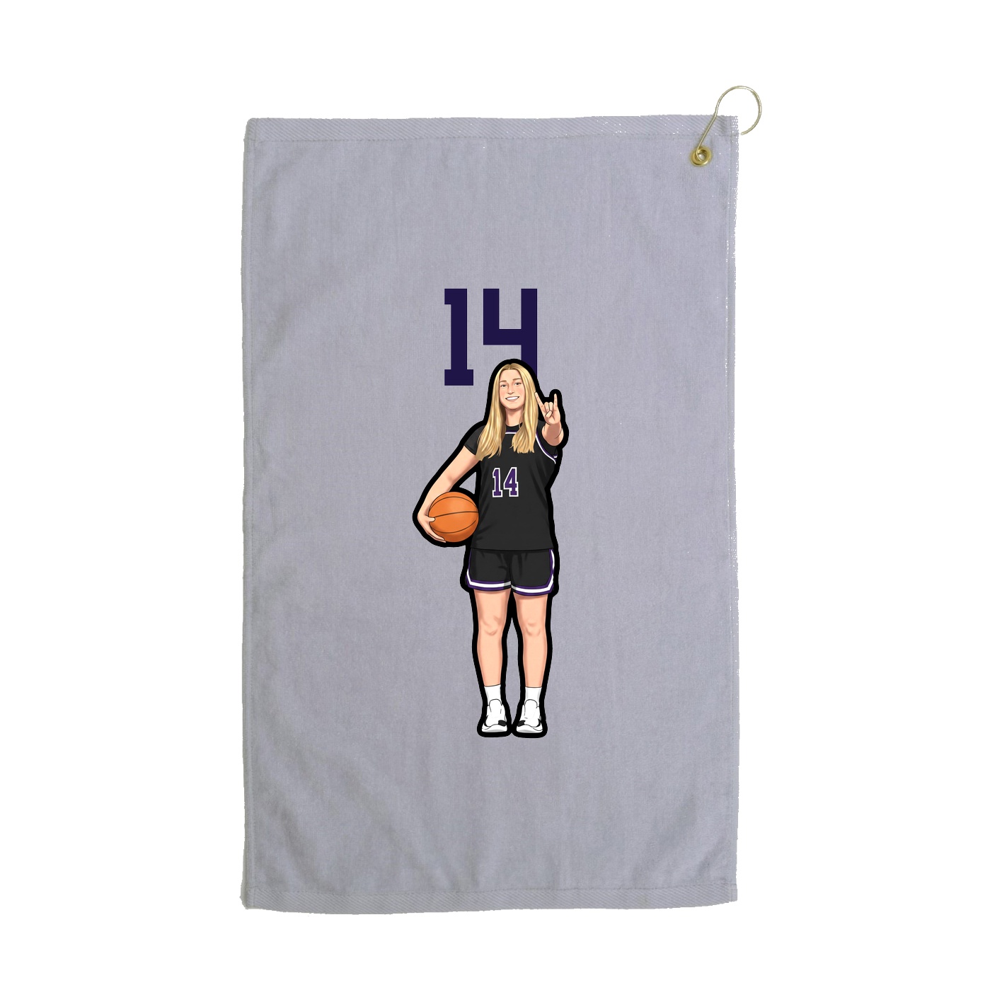Golf Towel — Number Top in Grey