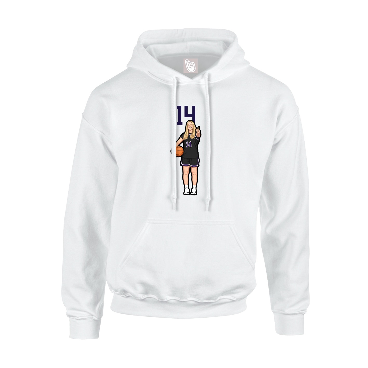 Youth Hoodie — Number Top in White