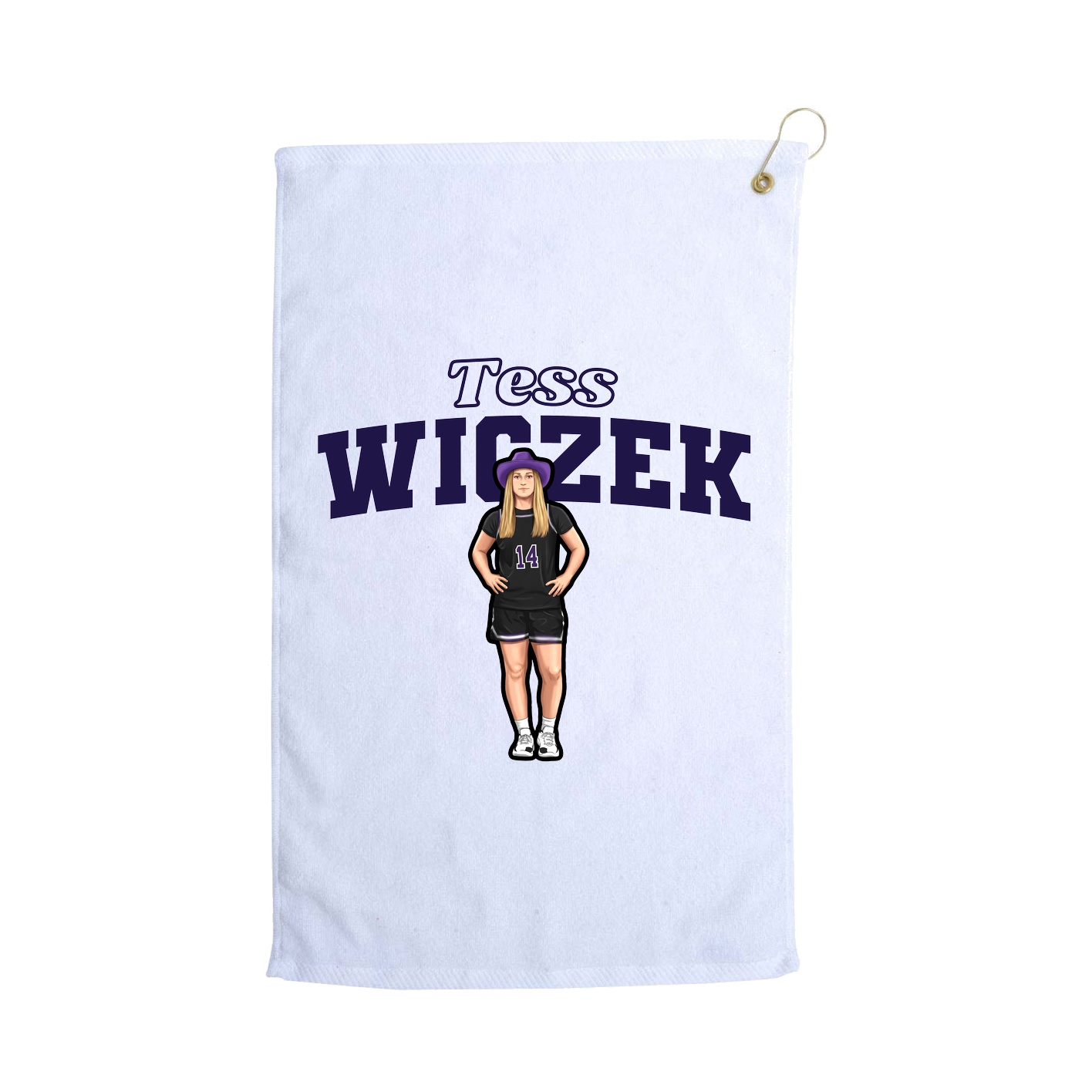 Golf Towel — Name Arch in White