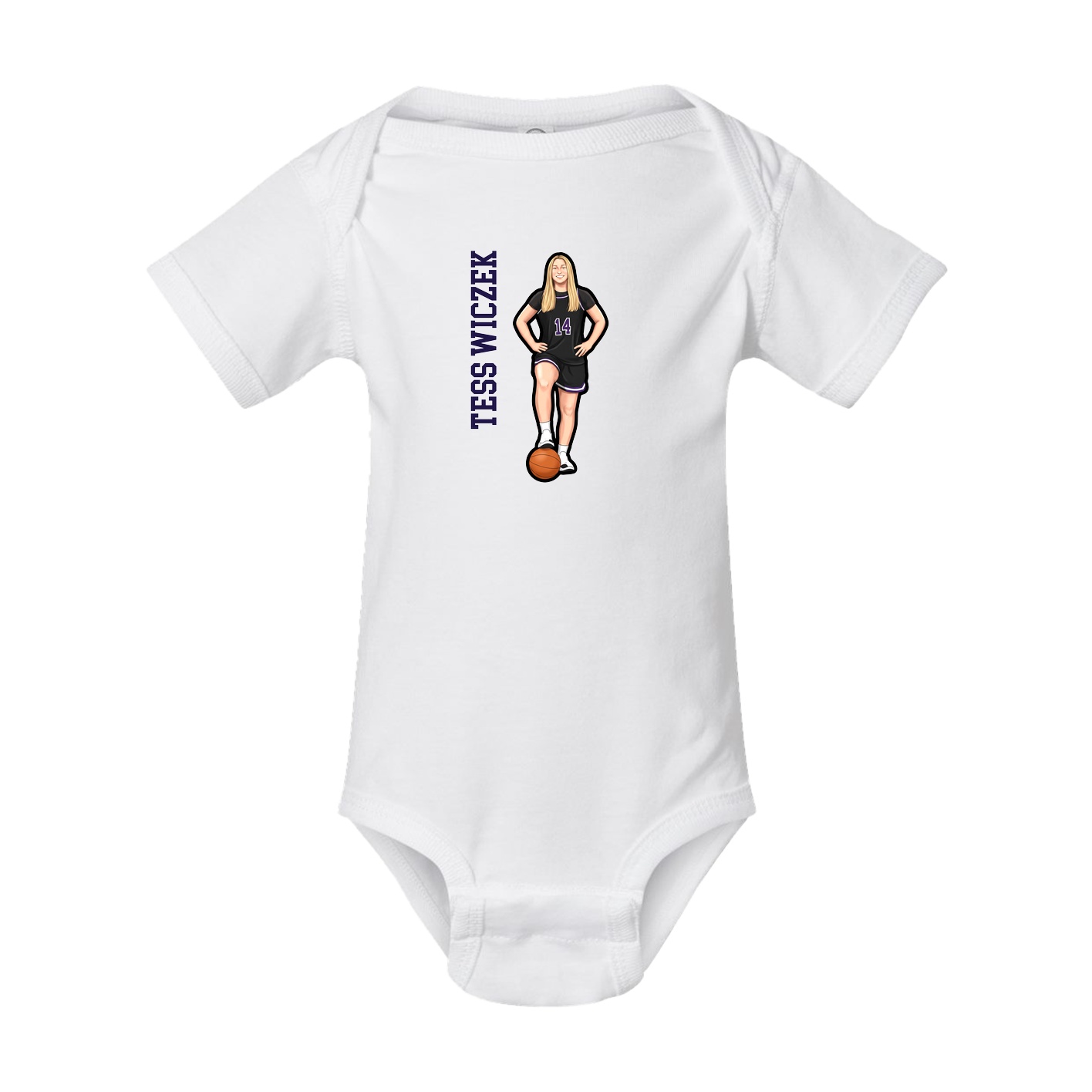 Baby Onesie — Name Vertical in White