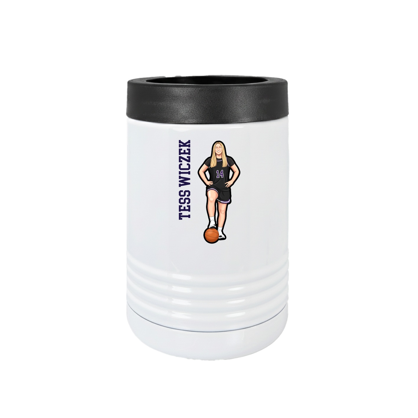 Beverage Holder — Name Vertical in White