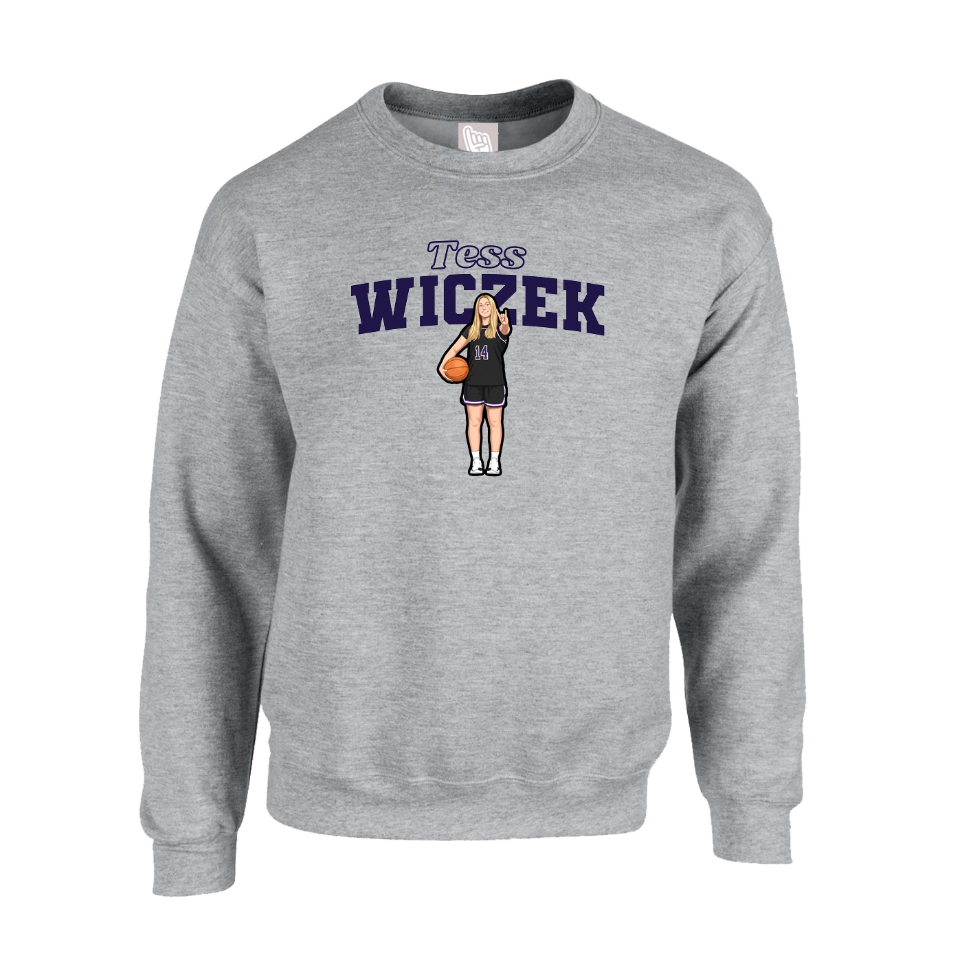 Fleece Crew — Name Arch in Grey