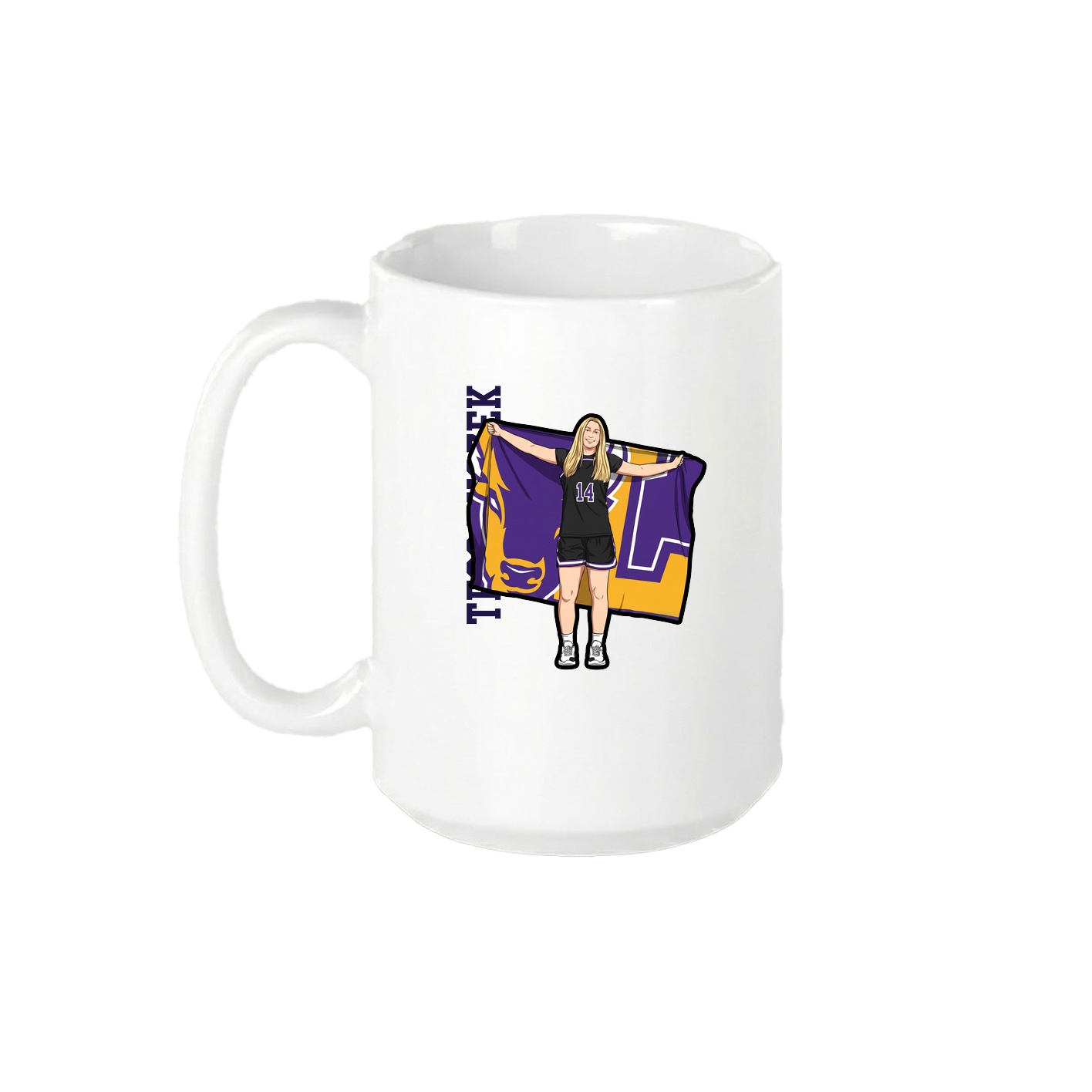 15oz Coffee Mug — Name Vertical in White