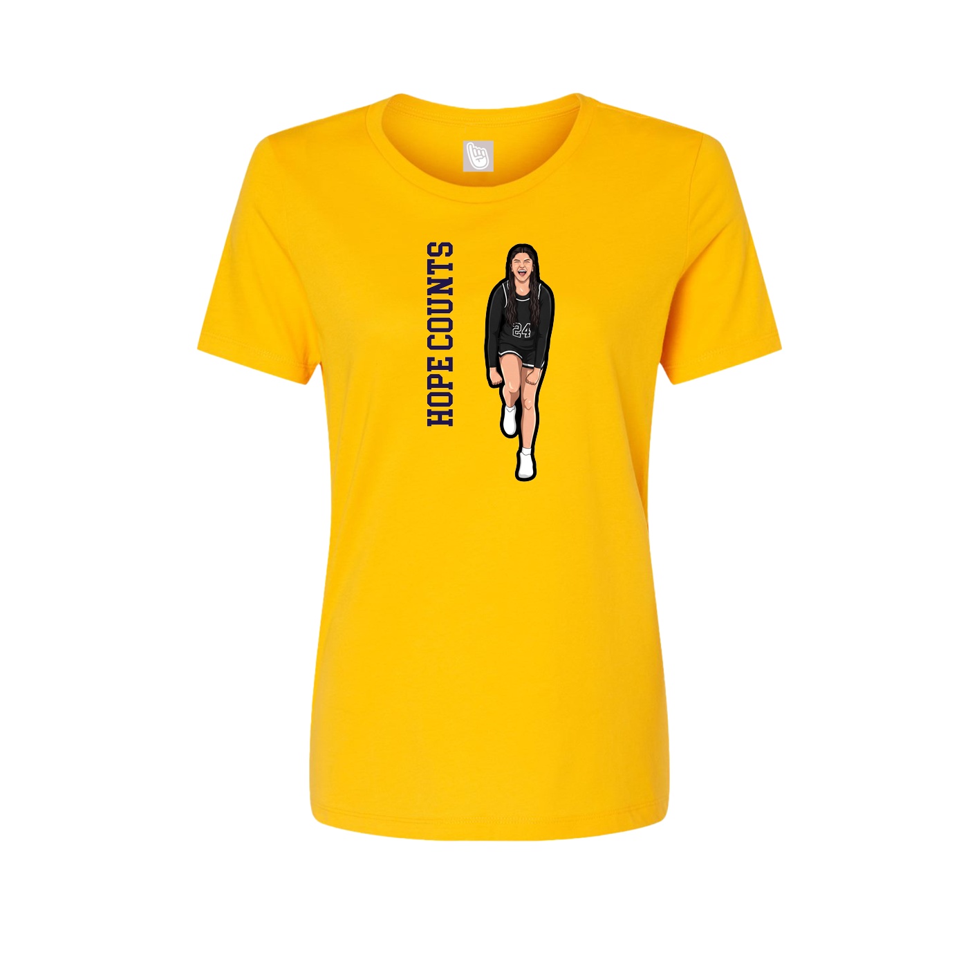 Fitted Women's Tee — Name Vertical in Gold