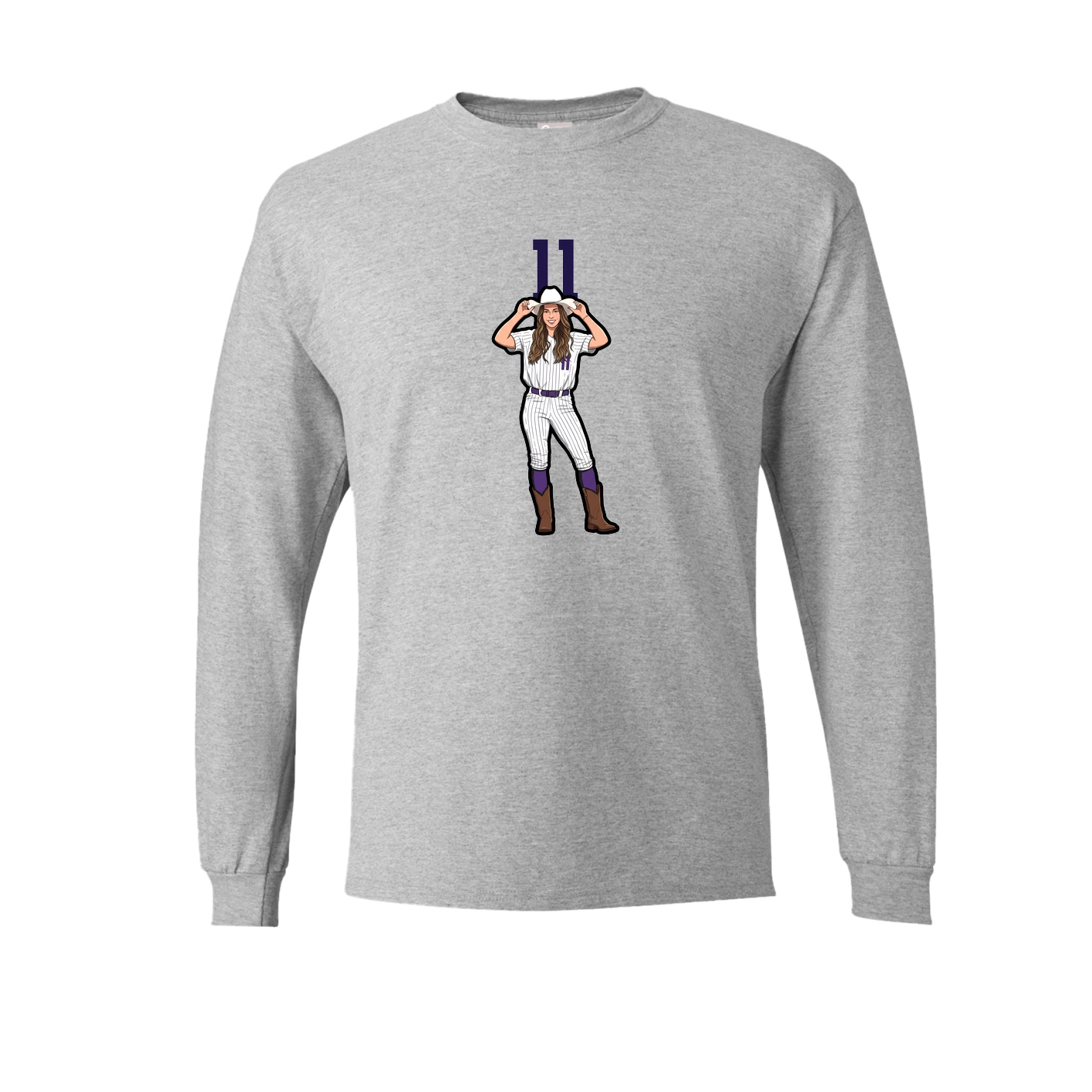 Long Sleeve Tee — Number Top in Grey