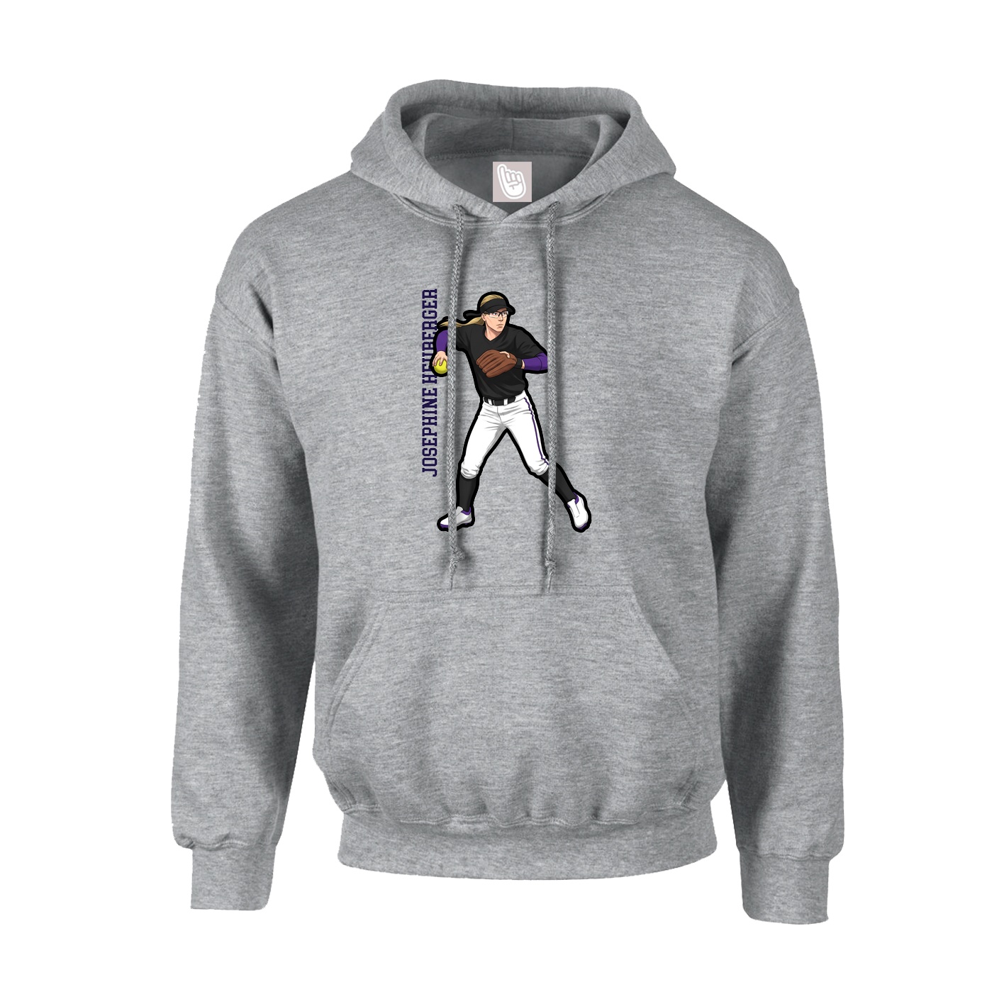 Youth Hoodie — Name Vertical in Grey