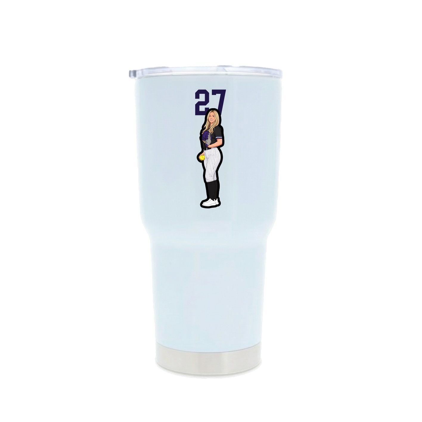 30oz Stainless Steel Tumbler — Number Top in White