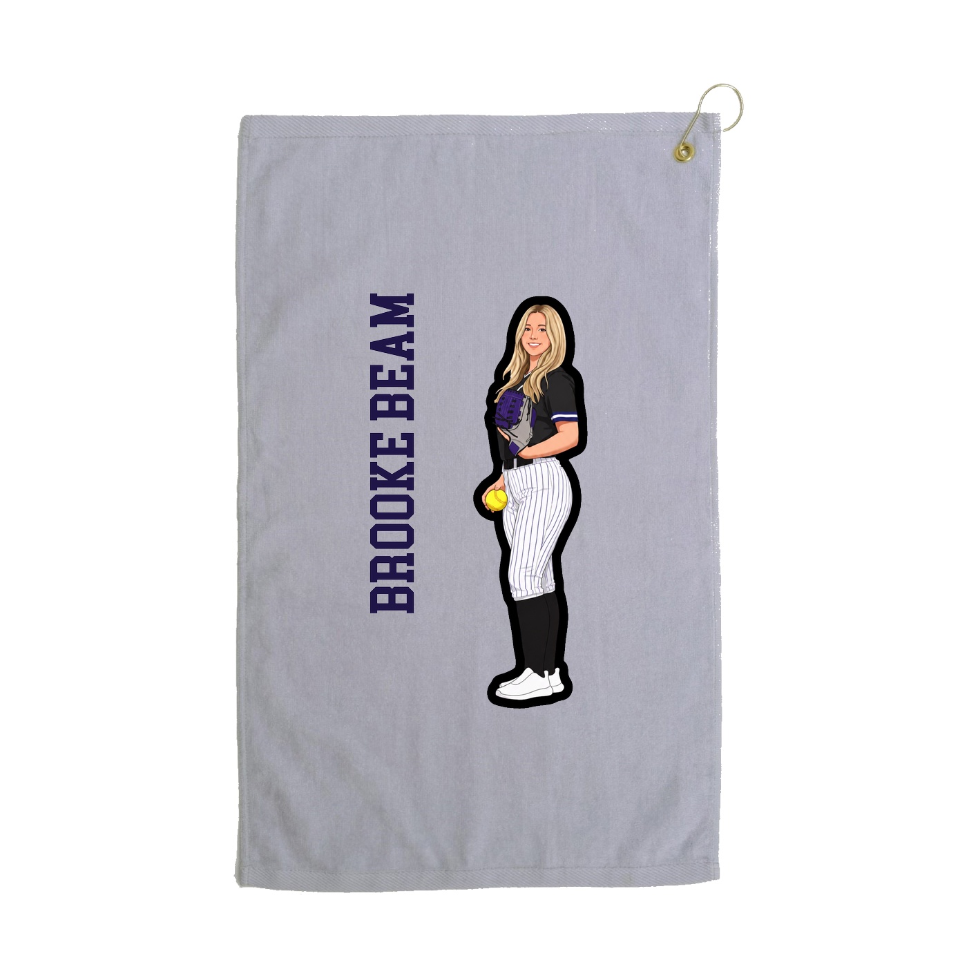 Golf Towel — Name Vertical in Grey