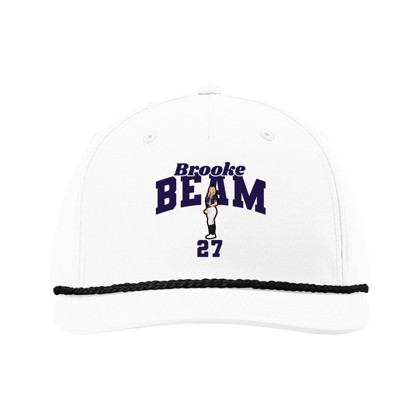 Five-Panel Classic Rope Cap — Signature Arch in White