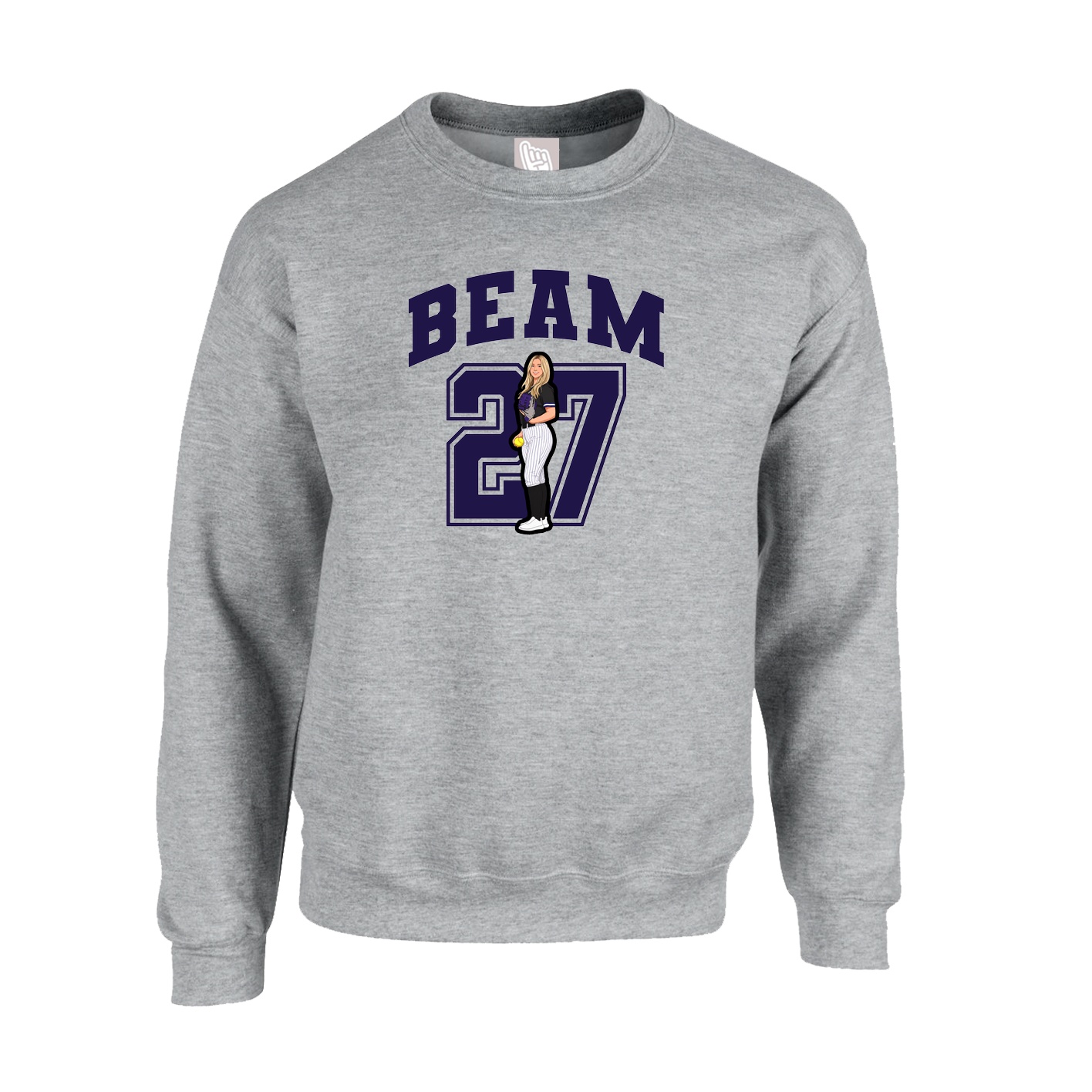 Fleece Crew — Number in Grey