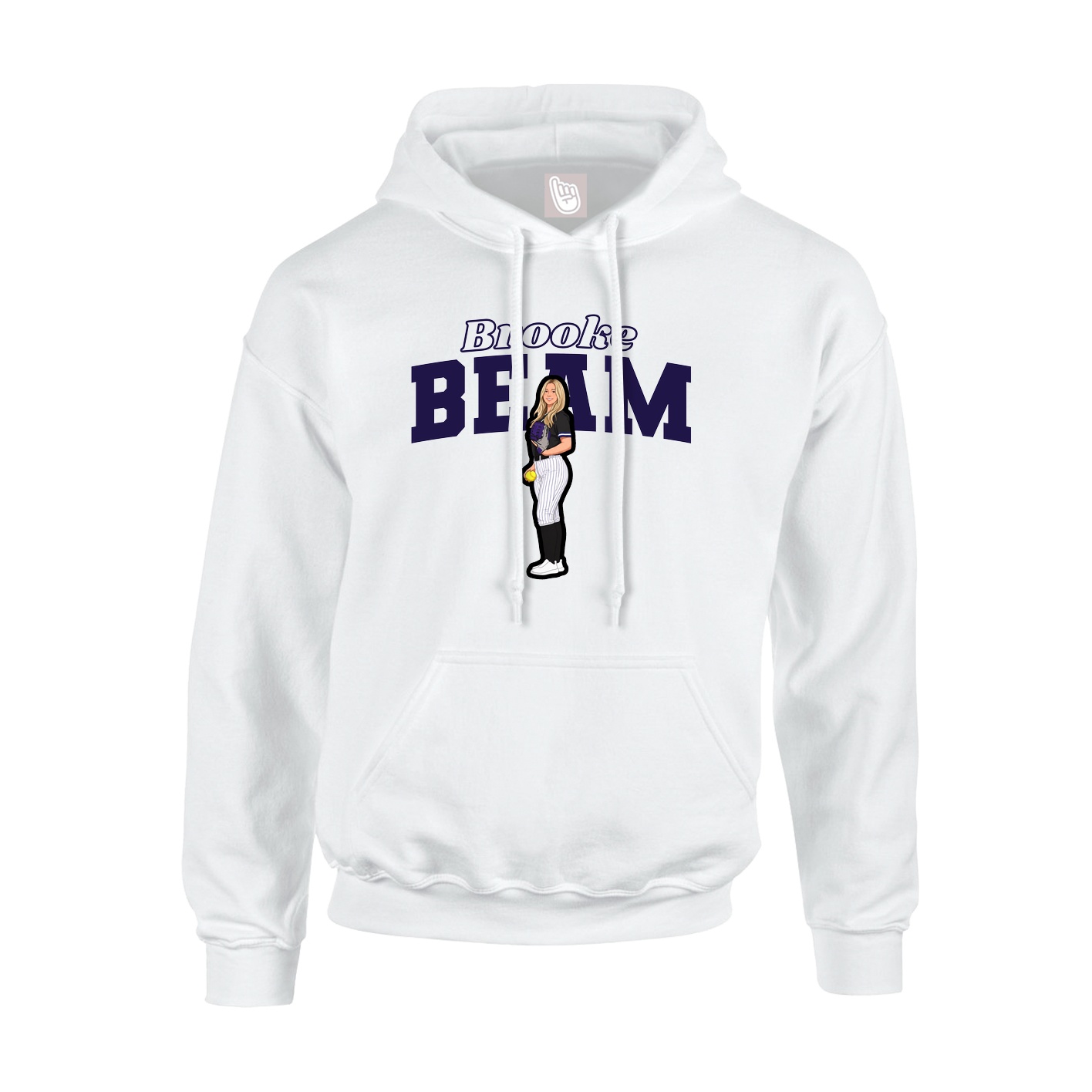 Youth Hoodie — Name Arch in White
