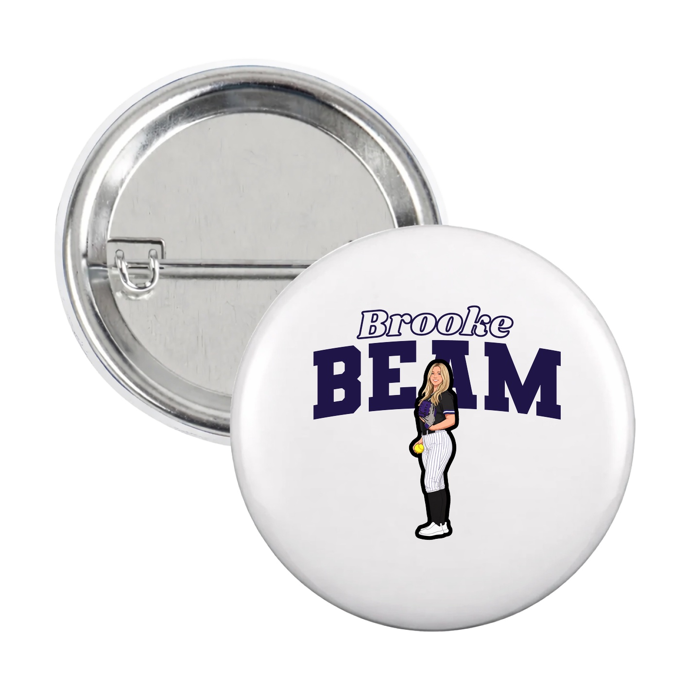 Game Day Button — Name Arch in White