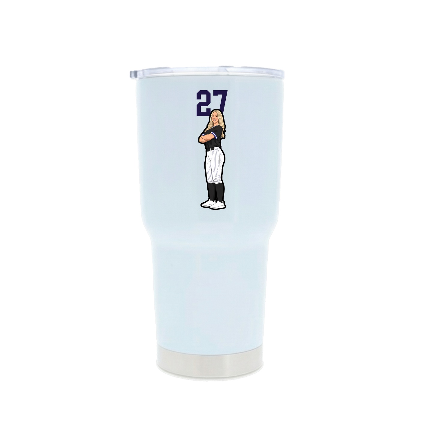 30oz Stainless Steel Tumbler — Number Top in White