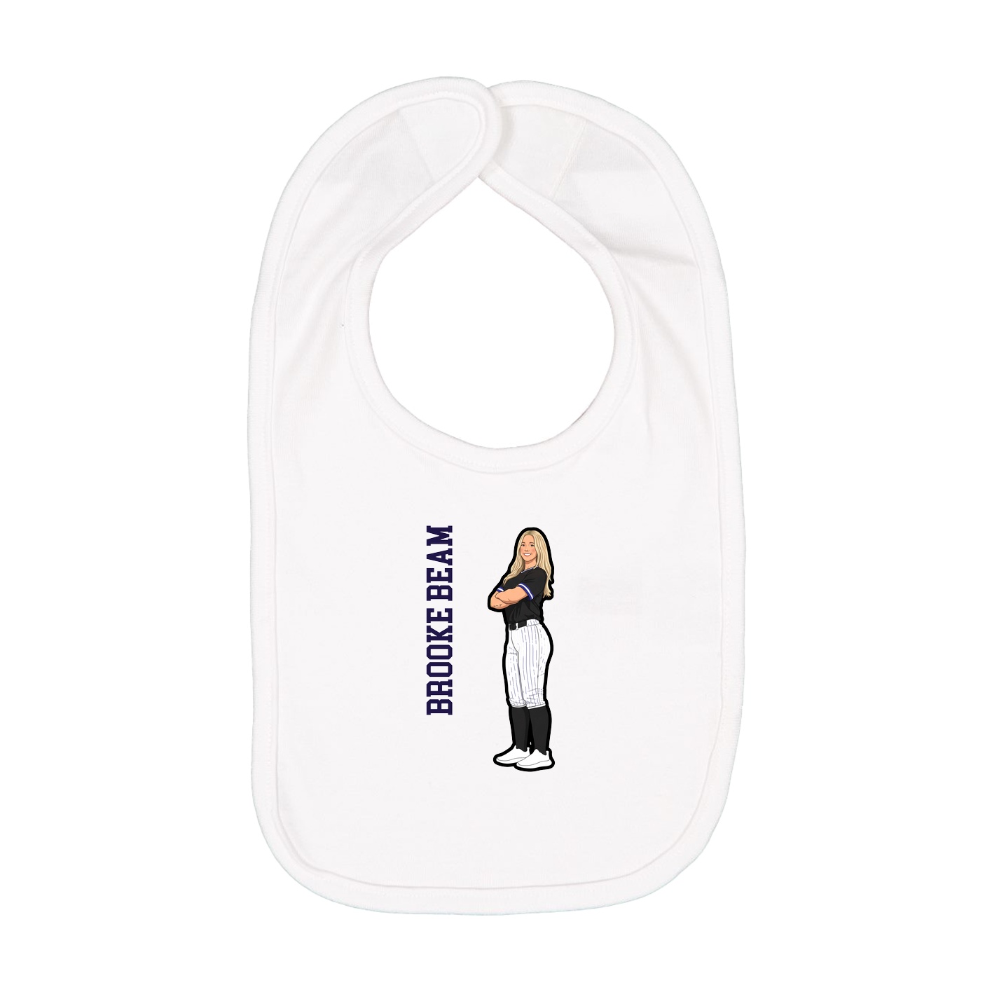 Infant Bib — Name Vertical in White