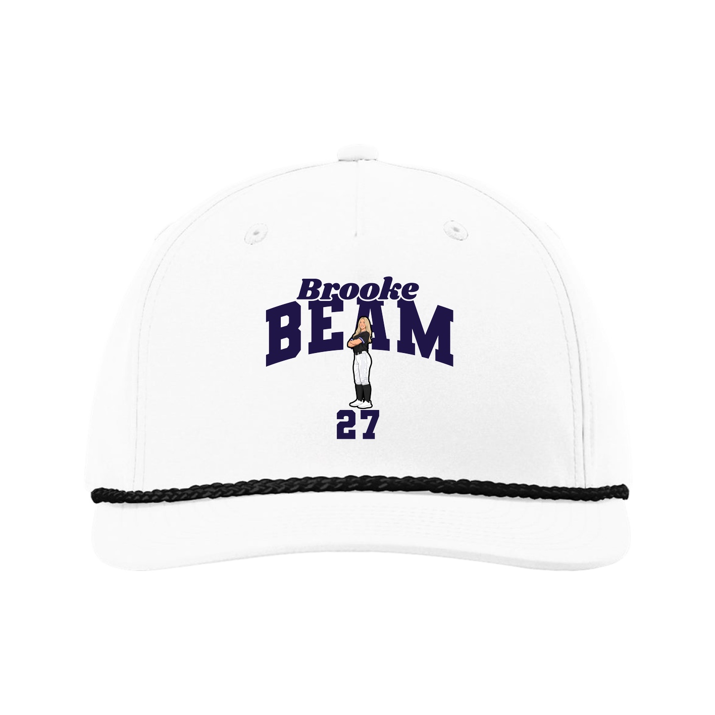 Five-Panel Classic Rope Cap — Signature Arch in White