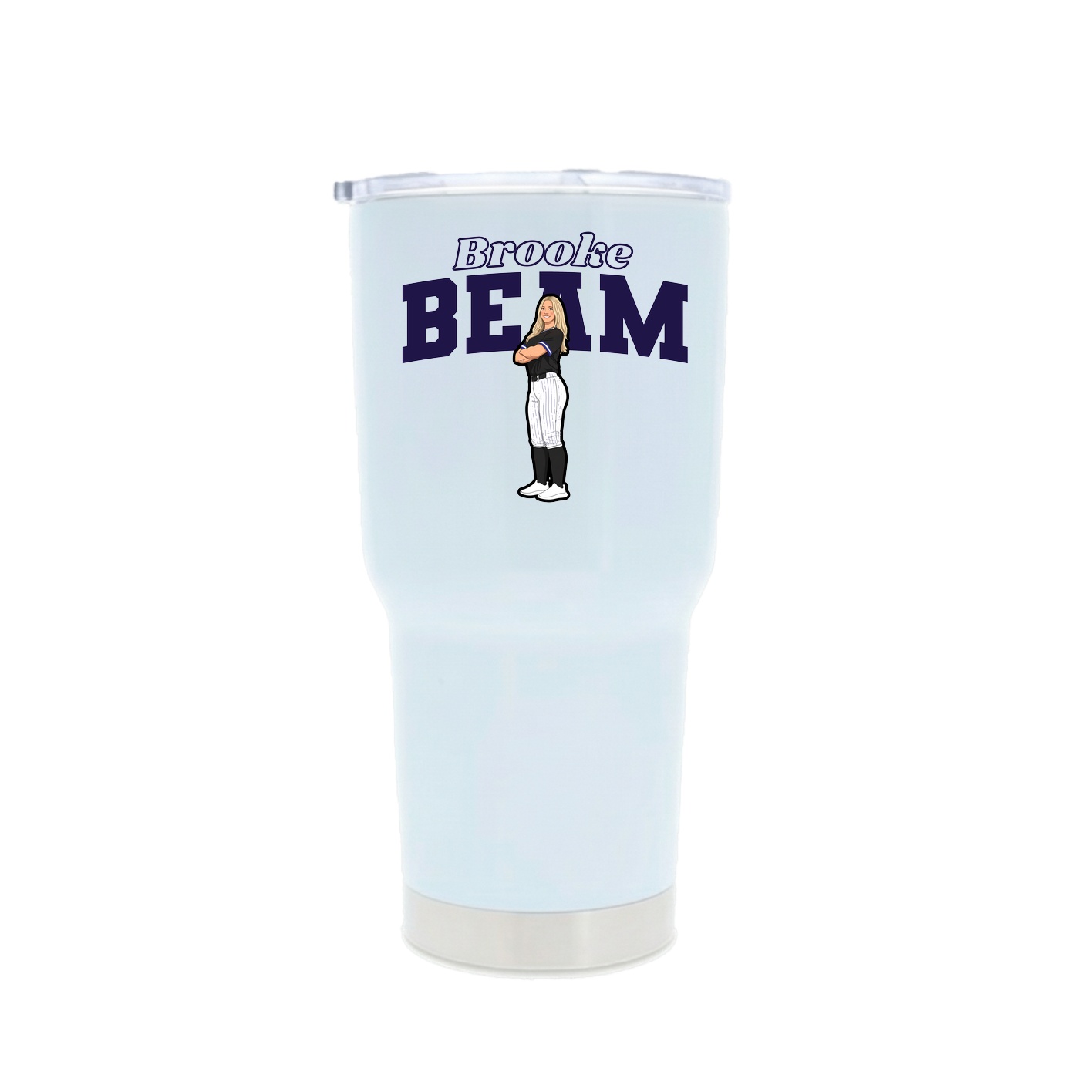 30oz Stainless Steel Tumbler — Name Arch in White