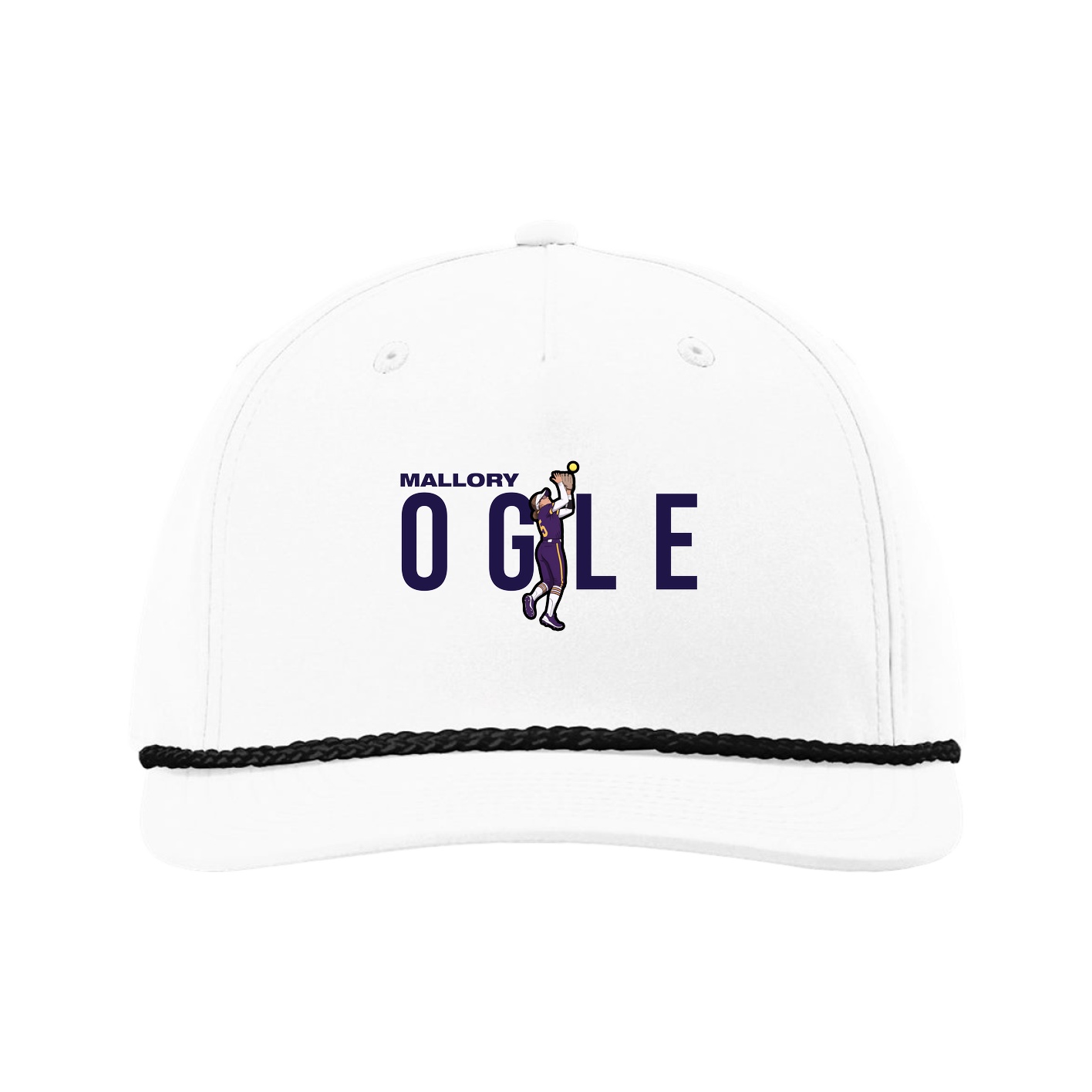 Five-Panel Classic Rope Cap — Player Name in White