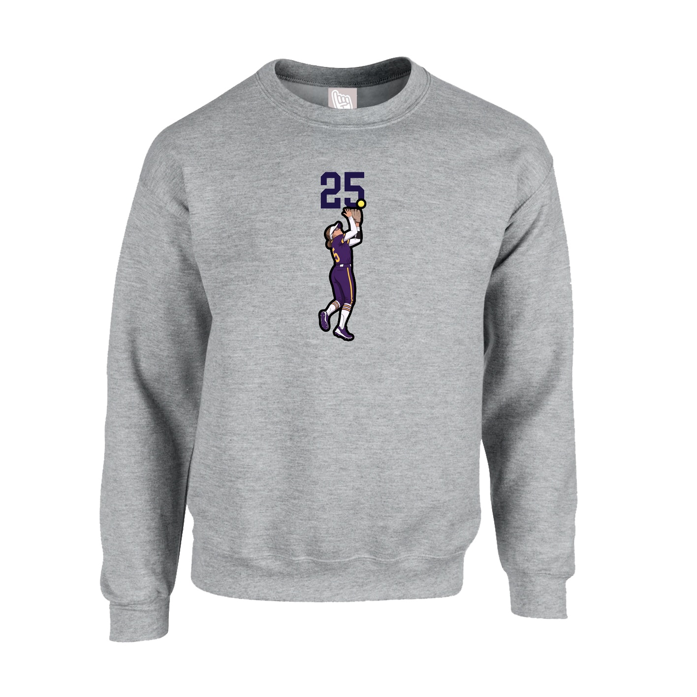 Fleece Crew — Number Top in Grey