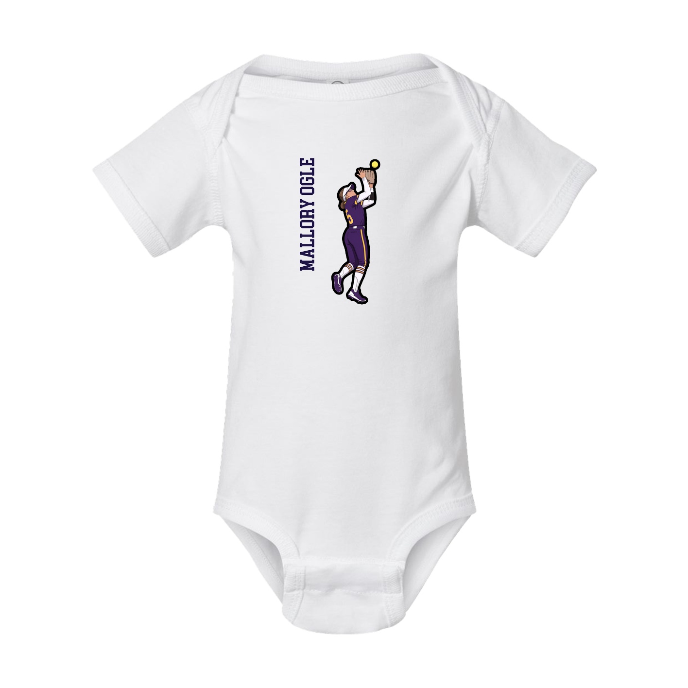 Baby Onesie — Name Vertical in White