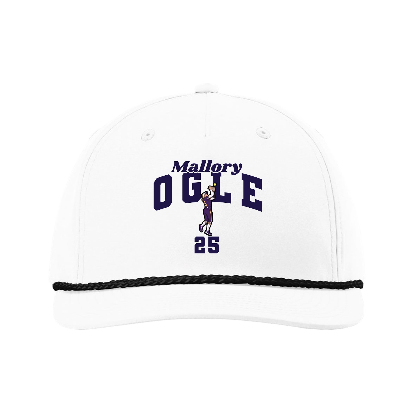 Five-Panel Classic Rope Cap — Signature Arch in White