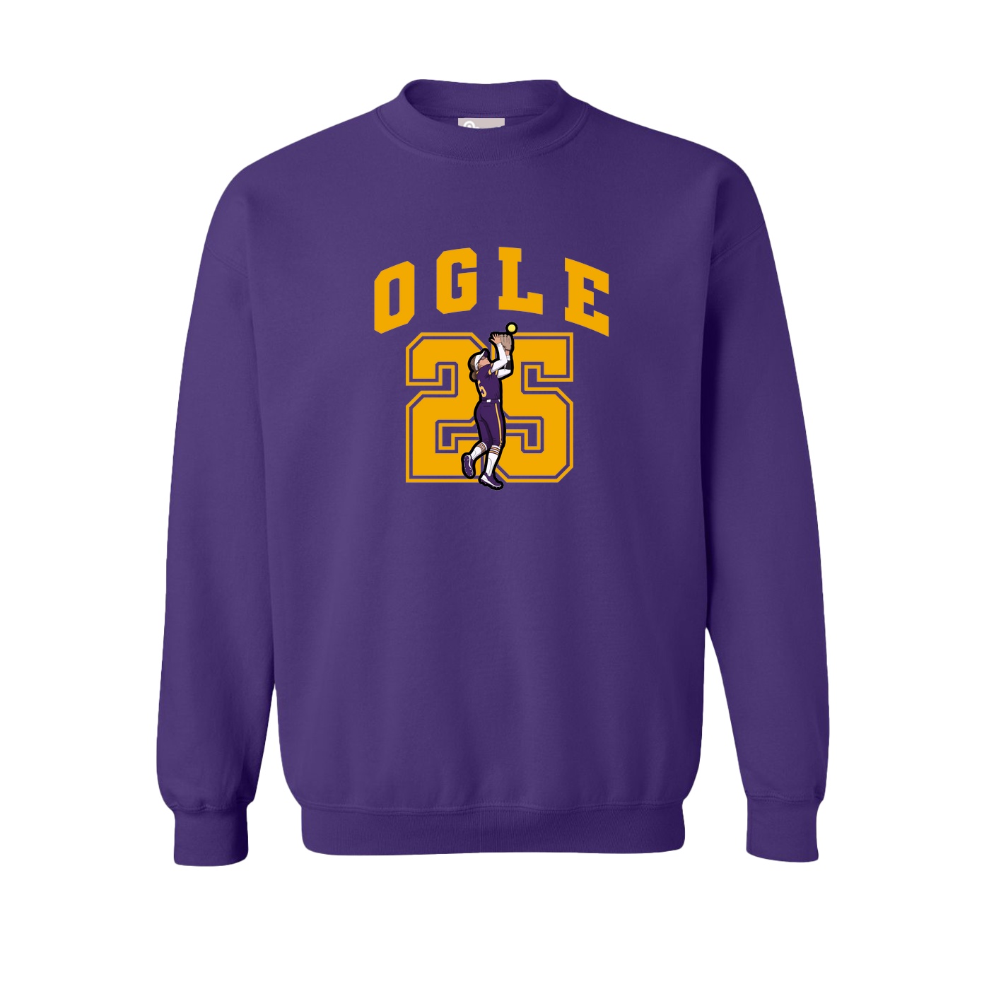 Fleece Crew — Number in Purple
