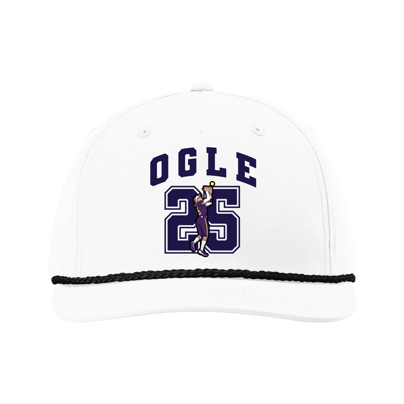 Five-Panel Classic Rope Cap — Number in White