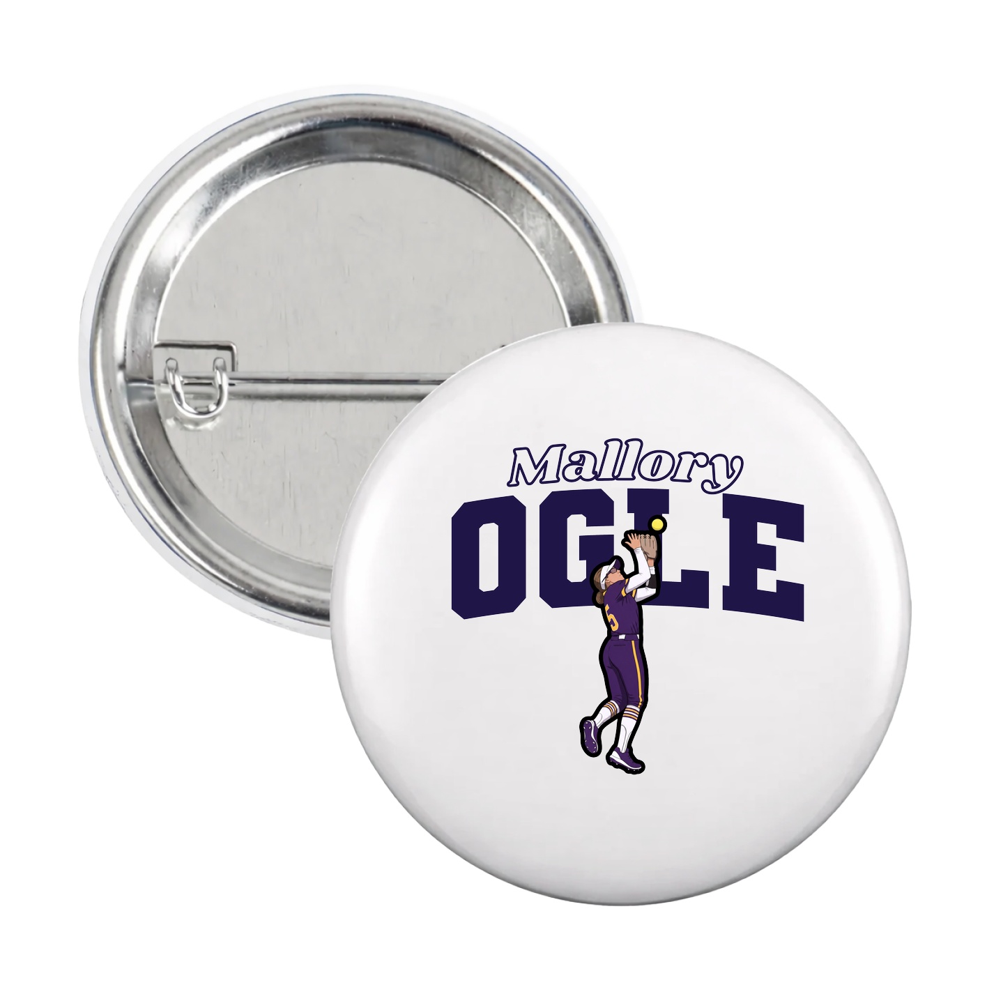 Game Day Button — Name Arch in White