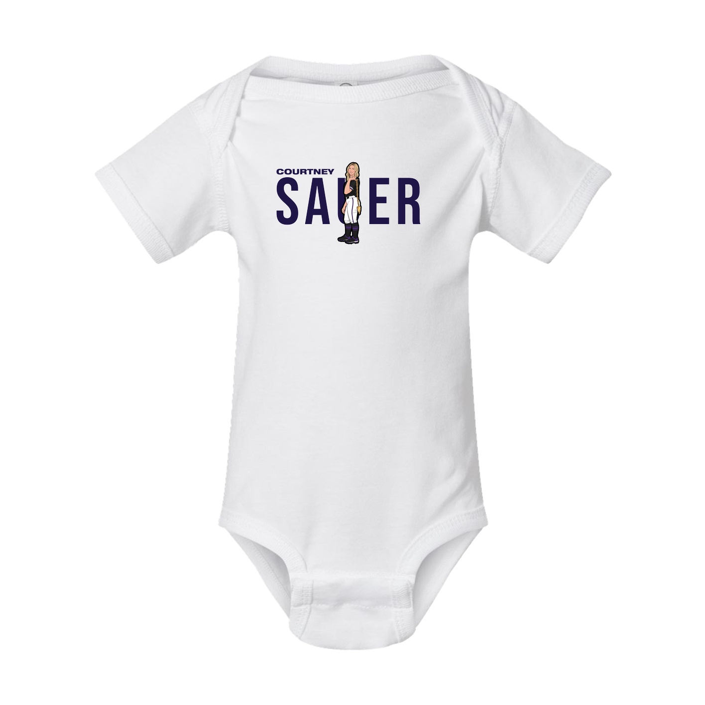 Baby Onesie — Player Name in White