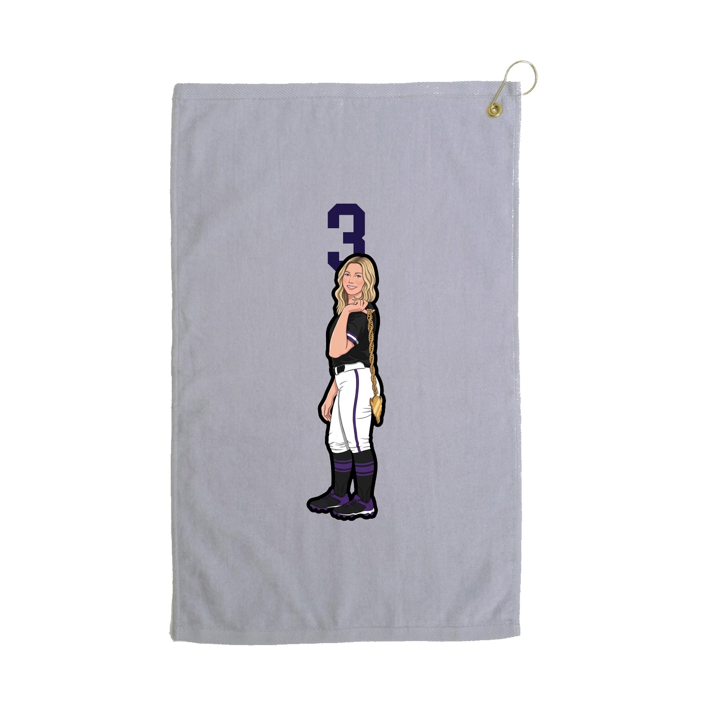 Golf Towel — Number Top in Grey