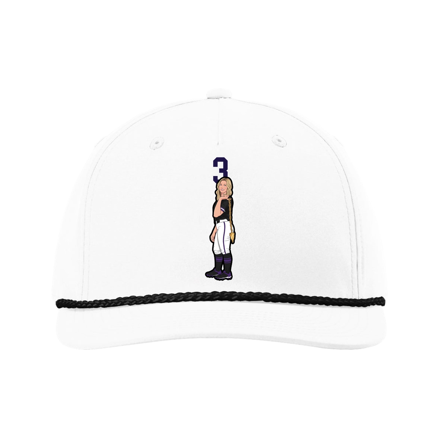 Five-Panel Classic Rope Cap — Number Top in White