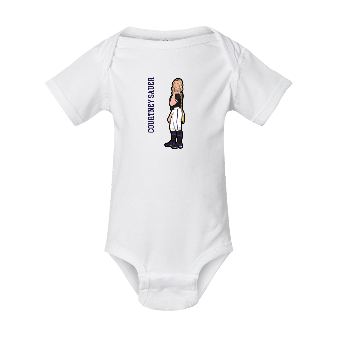 Baby Onesie — Name Vertical in White